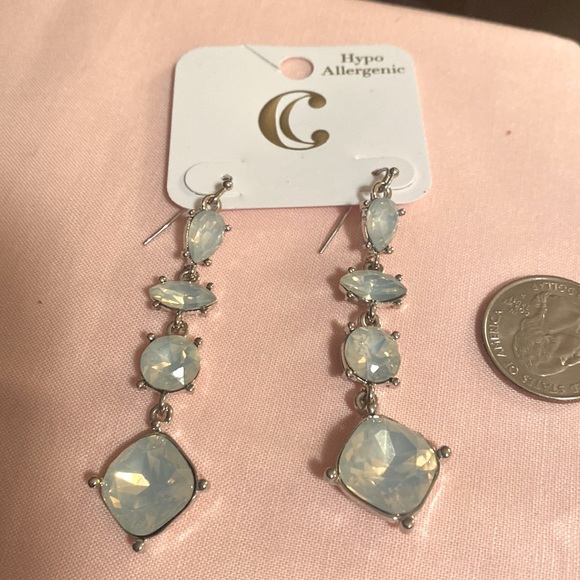 Charming Charlie,White Light Dangle Earrings, ,Beautiful ❤️💜🔥💚🔥🧡🔥 - Picture 2 of 4